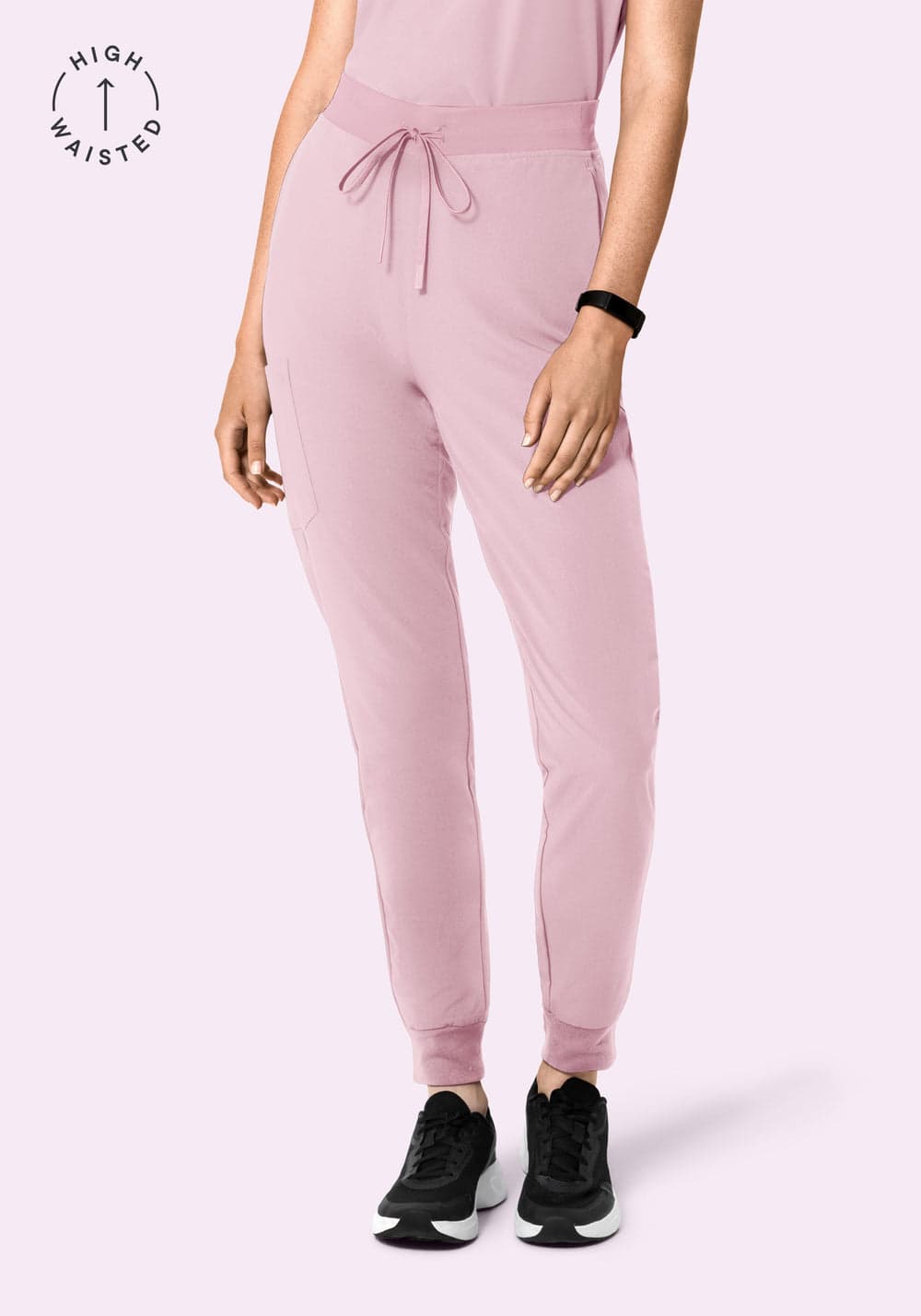 Yüksek Bel Jogger Scrub Pantolon — İnci Pembesi