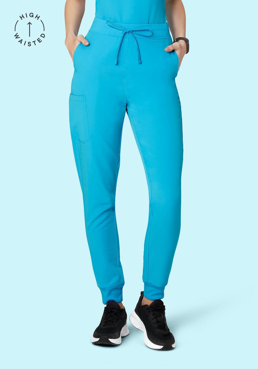 Yüksek Bel Jogger Scrub Pantolon — Pasifik Mavisi