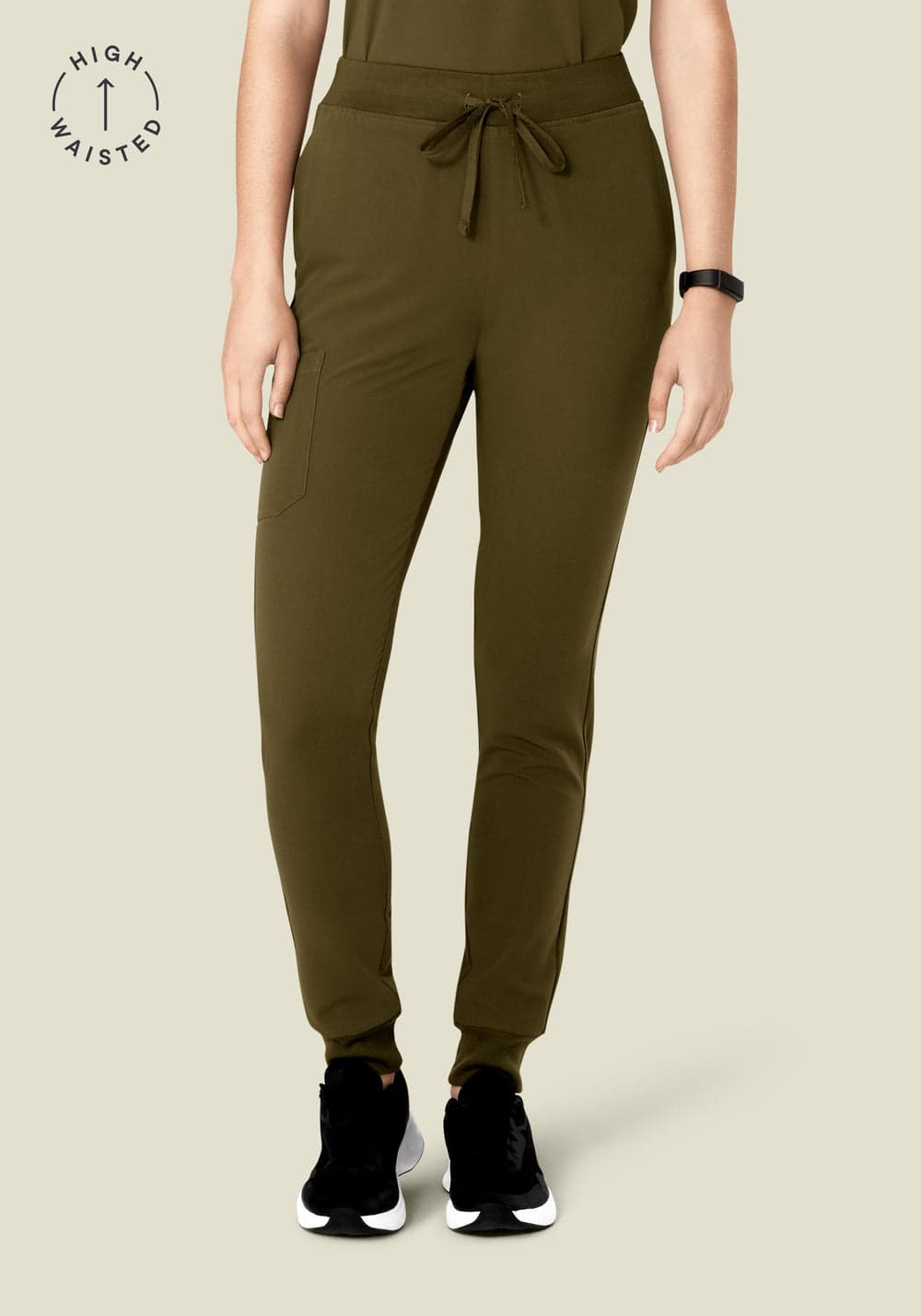 Yüksek Bel Jogger Scrub Pantolon — Manzanilla Yeşili