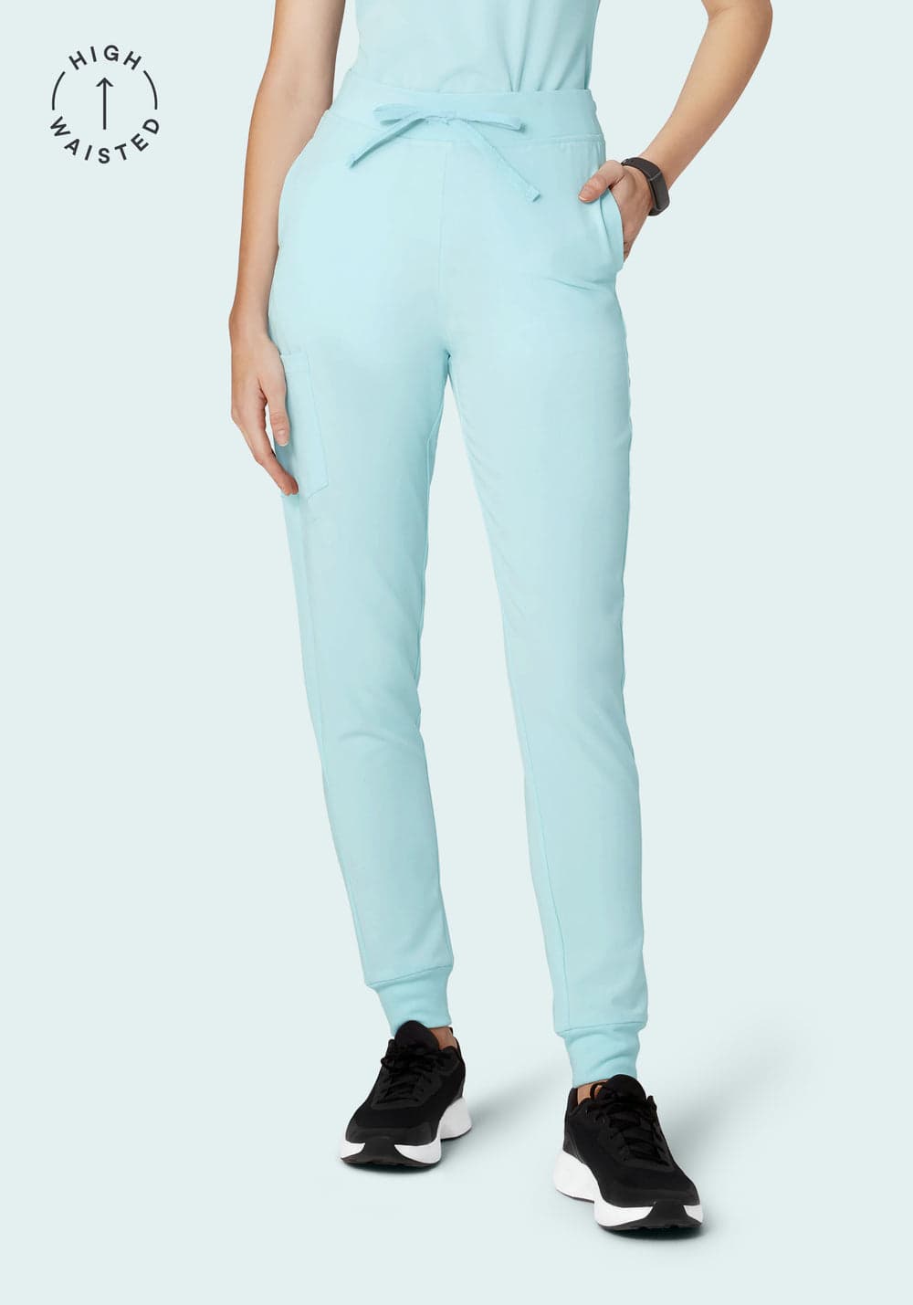 Yüksek Bel Jogger Scrub Pantolon — Buzul Mavisi
