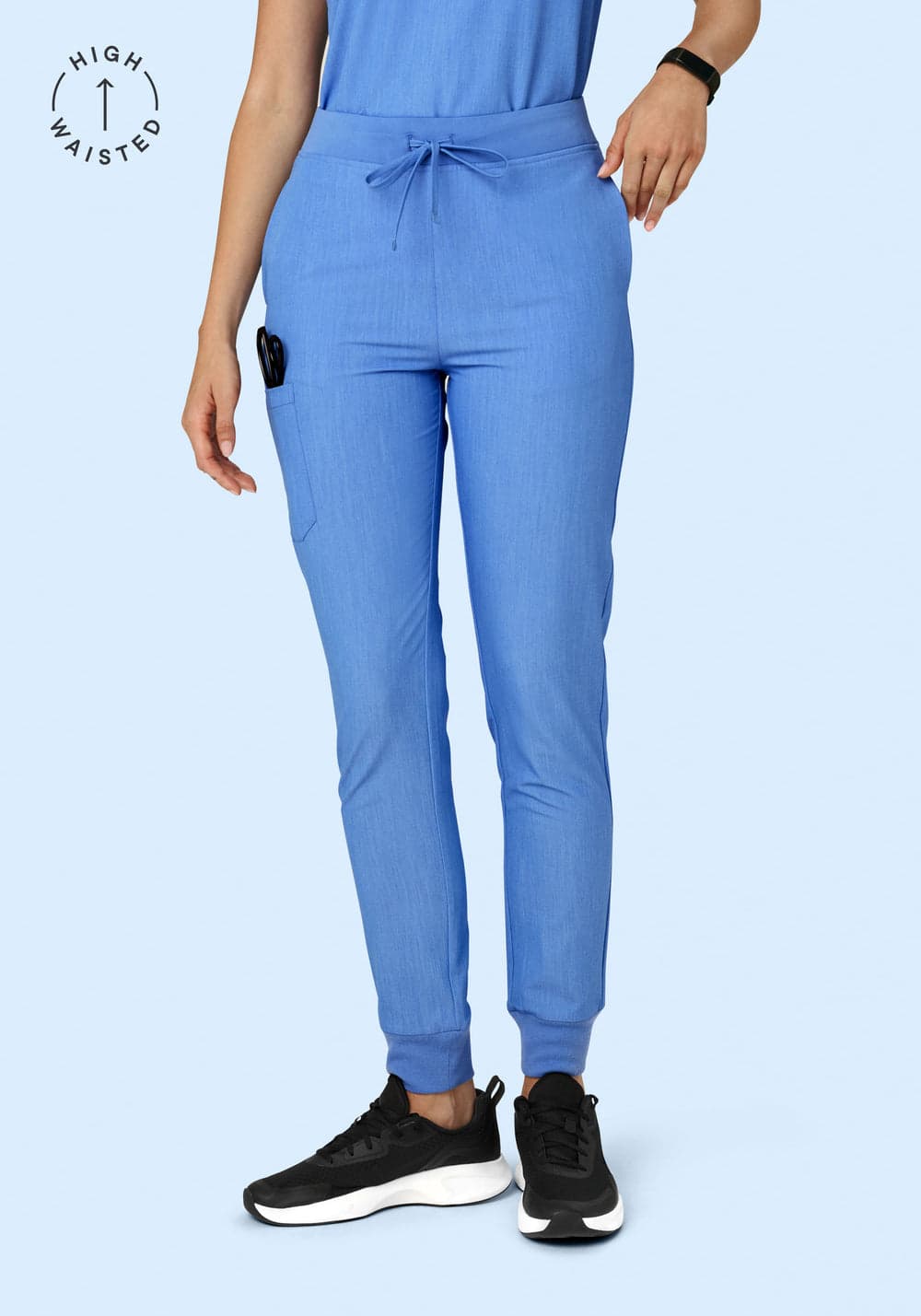 Yüksek Bel Jogger Scrub Pantolon — Kırçıllı Mavi