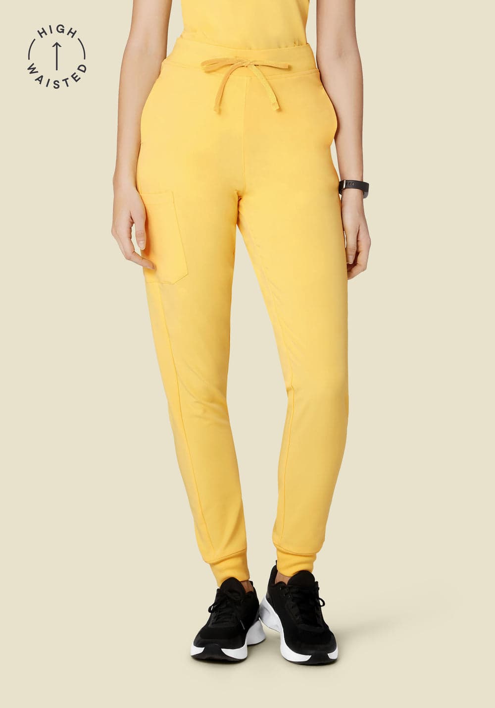 Yüksek Bel Jogger Scrub Pantolon — Limonata Sarısı
