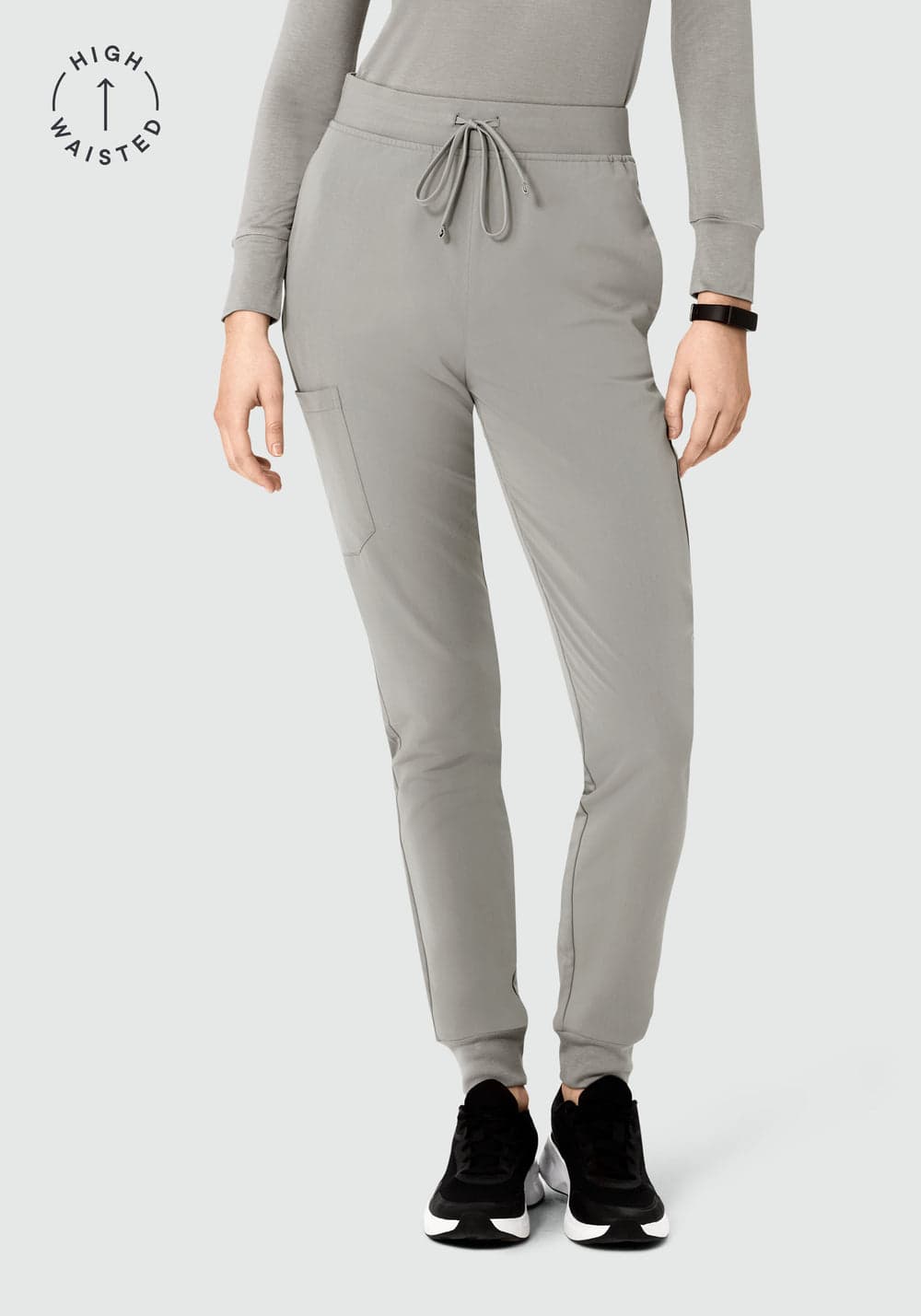 Yüksek Bel Jogger Scrub Pantolon — Çakmaktaşı Grisi