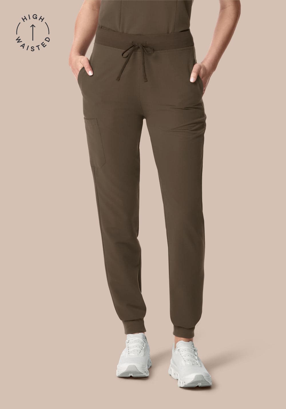 Yüksek Bel Jogger Scrub Pantolon — Trüf Kahvesi