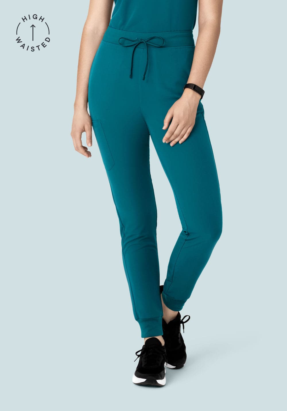 Yüksek Bel Jogger Scrub Pantolon — Tavus Yeşili