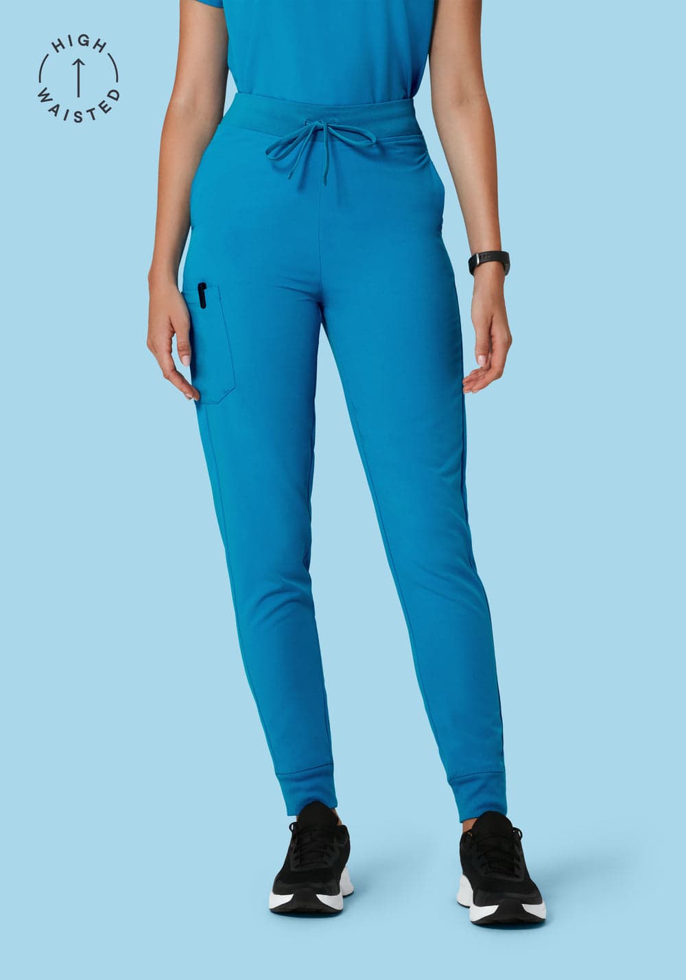 Yüksek Bel Jogger Scrub Pantolon — Elektrik Mavisi