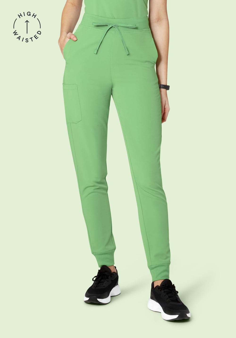Yüksek Bel Jogger Scrub Pantolon — Aloe Yeşili