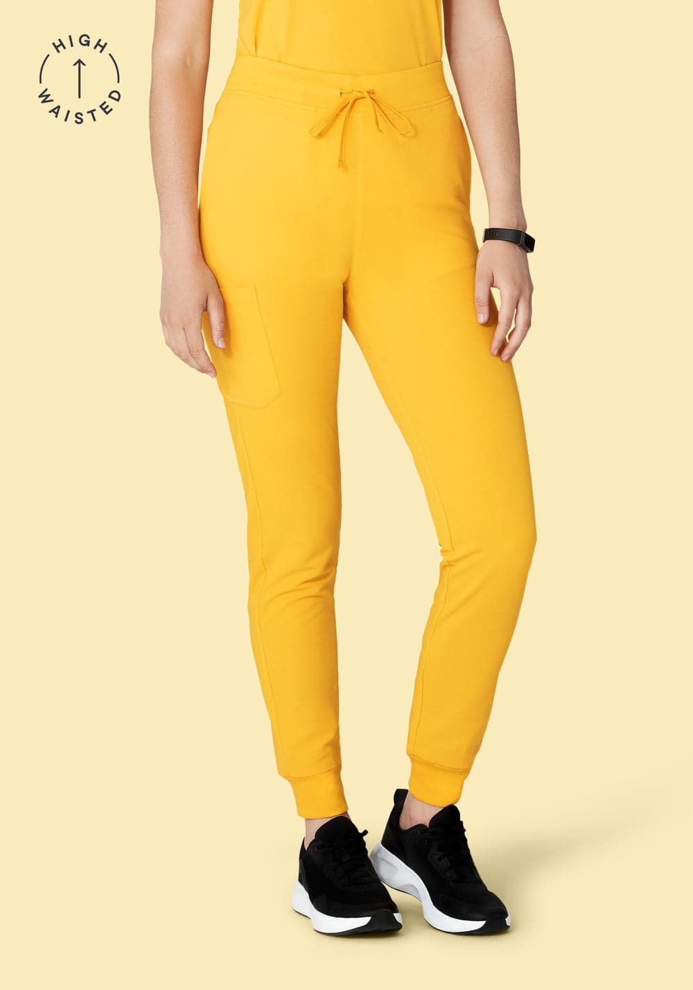 Yüksek Bel Jogger Scrub Pantolon — Nergis Sarısı