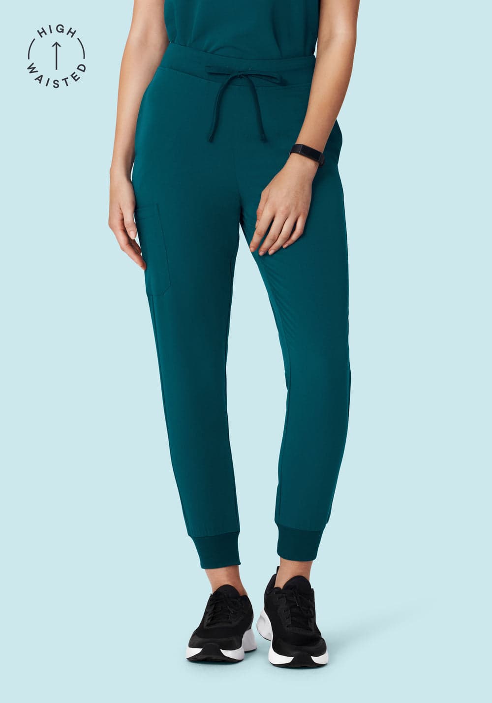 Yüksek Bel Jogger Scrub Pantolon — Karayip Mavisi