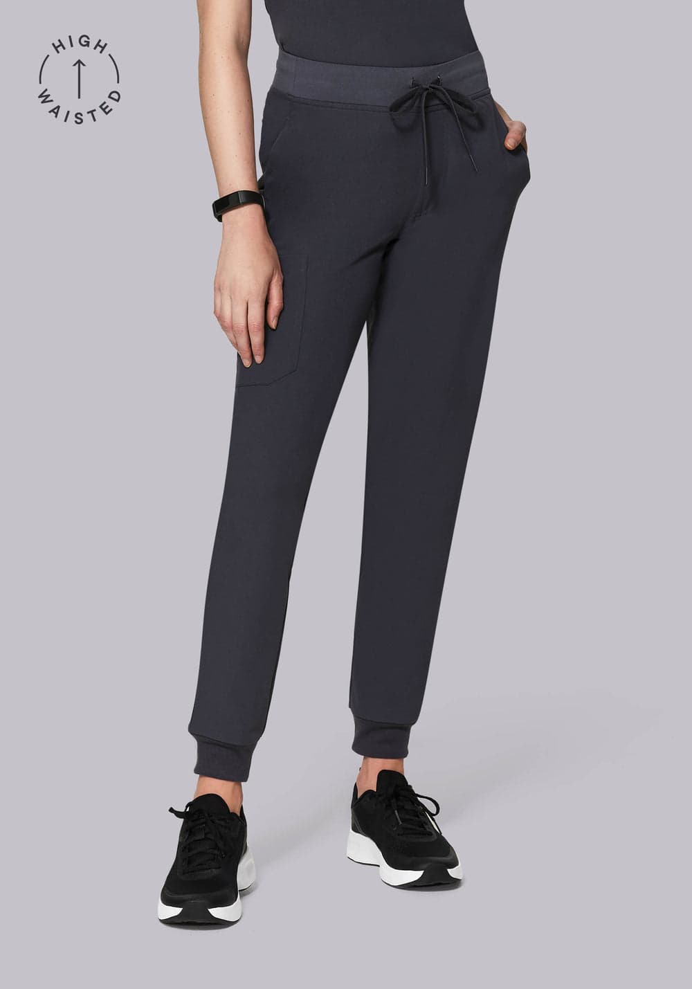 Yüksek Bel Jogger Scrub Pantolon — Kurşun Grisi