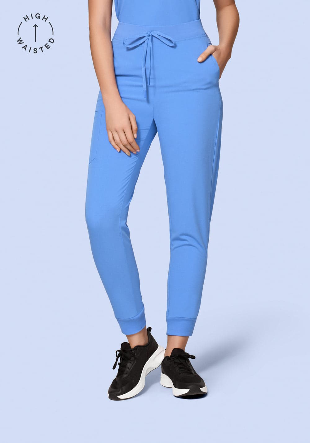 Yüksek Bel Jogger Scrub Pantolon — Buz Mavisi