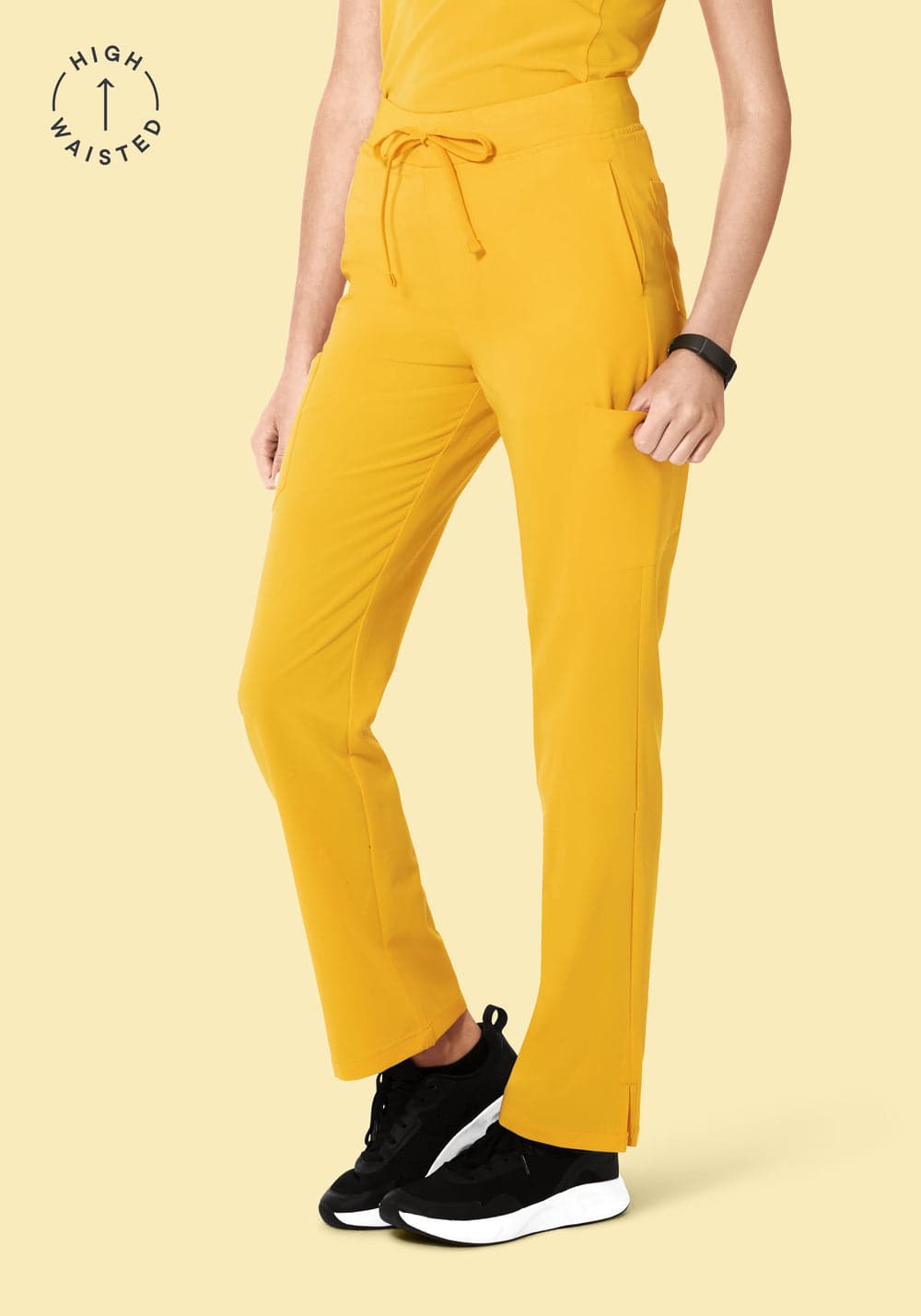 Yüksek Bel Kargo Scrub Pantolon — Nergis Sarısı
