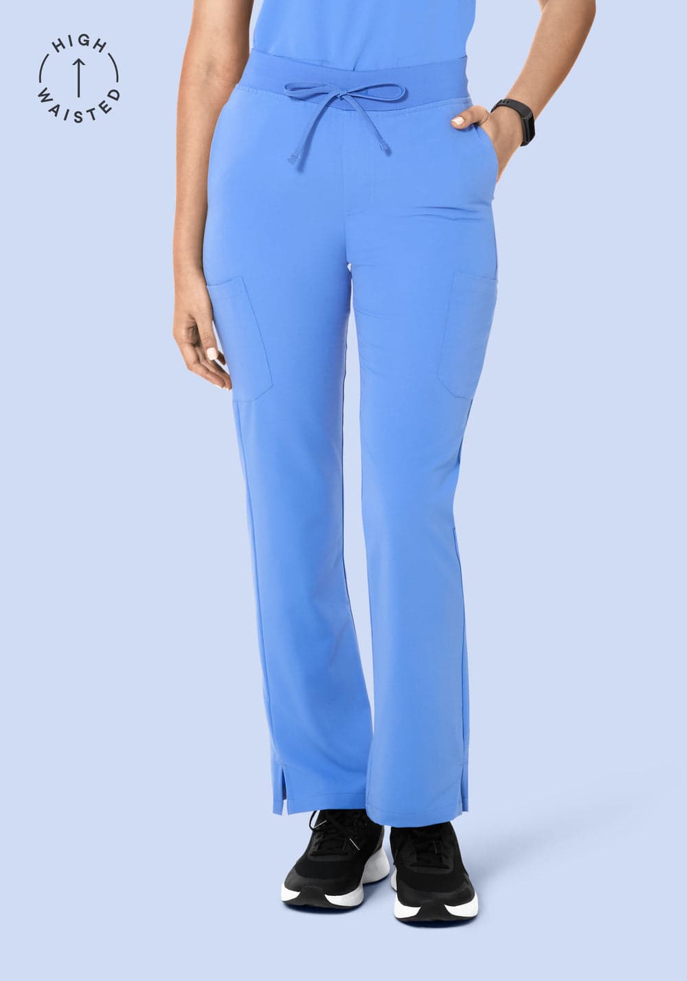 Yüksek Bel Kargo Scrub Pantolon — Buz Mavisi