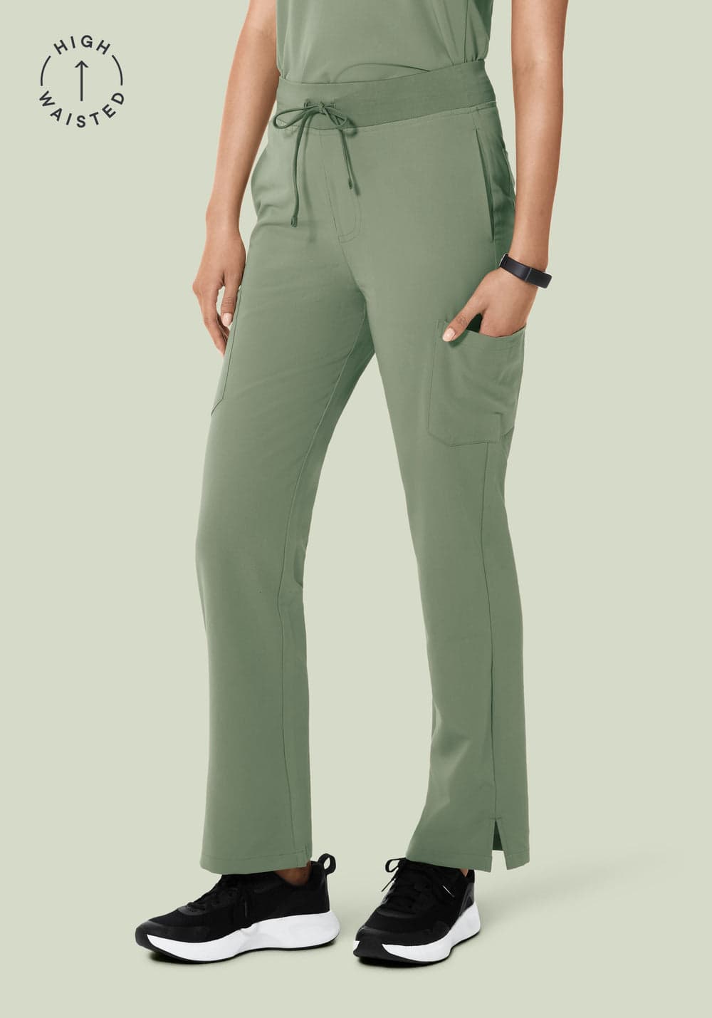 Yüksek Bel Kargo Scrub Pantolon — Soğuk Adaçayı