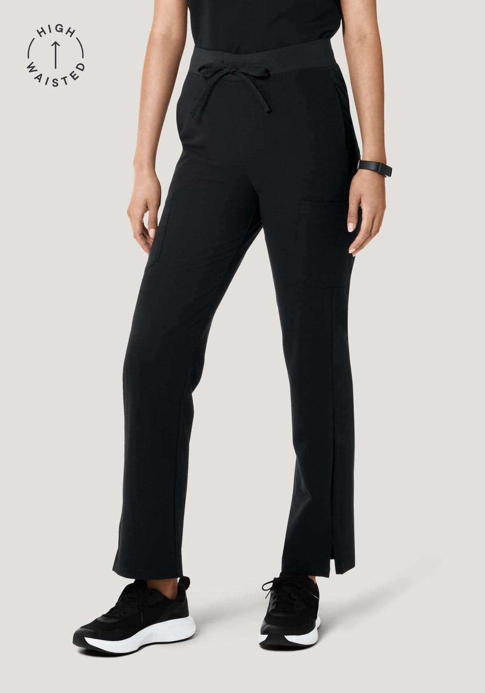 Yüksek Bel Kargo Scrub Pantolon — Siyah
