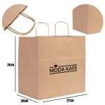 Kraft Kağıt Çanta - Burgu Saplı 27x20x31 cm-Tek renk Baskılı (Özelleştirilebilir) - Görsel 3