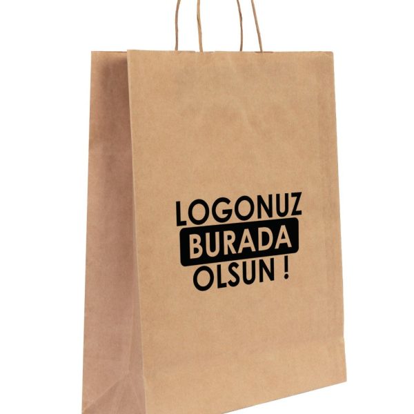 Burgu Saplı Kraft Kağıt Çanta - 32x12x41 cm (Özelleştirilebilir)