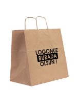 Kraft Kağıt Çanta - Burgu Saplı 27x20x31 cm-Tek renk Baskılı (Özelleştirilebilir)