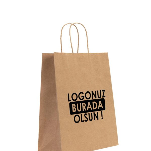 Kraft Kağıt Çanta Burgu Saplı - 25x12x31 cm (Özelleştirilebilir)