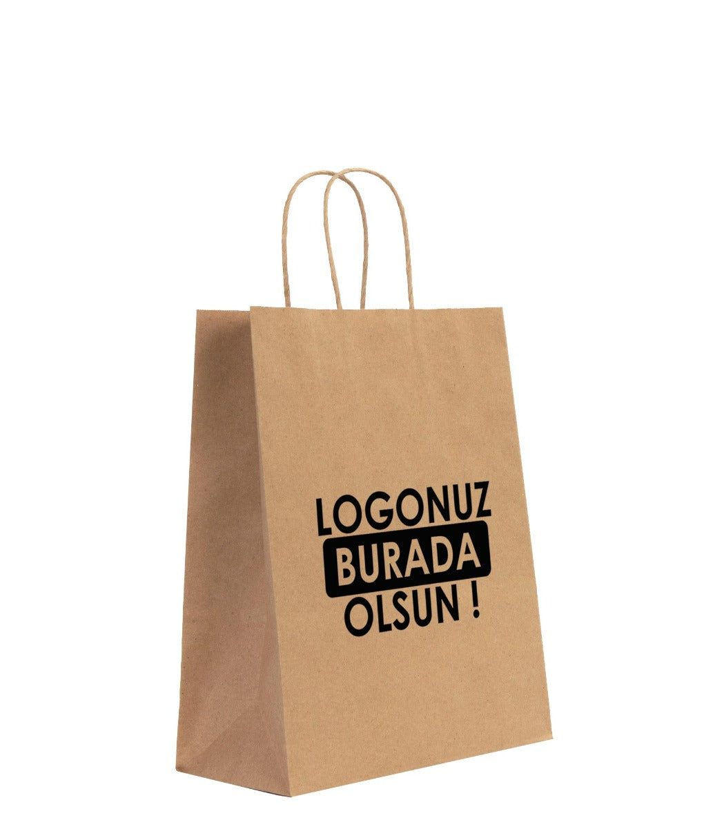 32x40x12cm-kraftcanta-baskili-1_1_1 Kraft Kağıt Çanta Burgu Saplı - 25x12x31 cm (Özelleştirilebilir) - Görsel 1