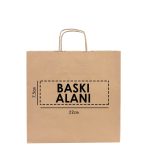 Kraft Kağıt Çanta - Burgu Saplı 27x20x31 cm-Tek renk Baskılı (Özelleştirilebilir) - Görsel 2