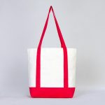 Trend Kanvas Çanta 40x35x12cm - Kırmızı Renkli Kulp - Görsel 5