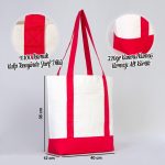 Trend Kanvas Çanta 40x35x12cm - Kırmızı Renkli Kulp - Görsel 2