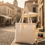 Modern Kanvas Çanta - Dıştan Örgü Kulp 45x35x8 cm