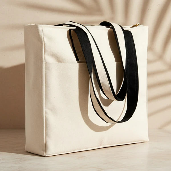 LUX Kanvas Çanta - Ön Cepli, Fermuarlı 40x35x10cm