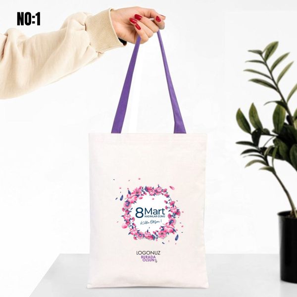 Kanvas Çanta Renkli Kulp - İç Cepli - Kadınlar Günü