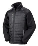 : Siyah pusula desenli dolgulu Softshell ceket - Görsel 2
