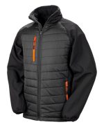 : Siyah pusula desenli dolgulu Softshell ceket - Görsel 4