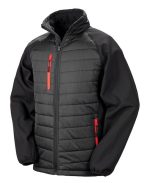 : Siyah pusula desenli dolgulu Softshell ceket - Görsel 5