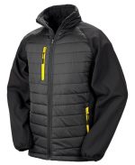 : Siyah pusula desenli dolgulu Softshell ceket - Görsel 7
