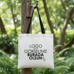 Gabardin Bez Çanta Siyah Kulp 40x35cm (Özelleştirilebilir)