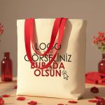 Kanvas Plaj Çantası Kırmızı Kulp 48x41x10 cm ( Özelleştirilebilir)