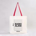 Kanvas Plaj Çantası Kırmızı Kulp 48x41x10 cm ( Özelleştirilebilir) - Görsel 2