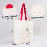 Kanvas Plaj Çantası Kırmızı Kulp 48x41x10 cm ( Özelleştirilebilir) - Görsel 4