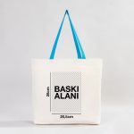 Kanvas Plaj Çantası Turkuaz Kulp 48x41x10 cm ( Özelleştirilebilir) - Görsel 3