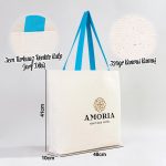 Kanvas Plaj Çantası Turkuaz Kulp 48x41x10 cm ( Özelleştirilebilir) - Görsel 2