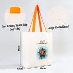 Kanvas Plaj Çantası Turuncu Kulp 48x41x10 cm (Özelleştirilebilir) - Görsel 2