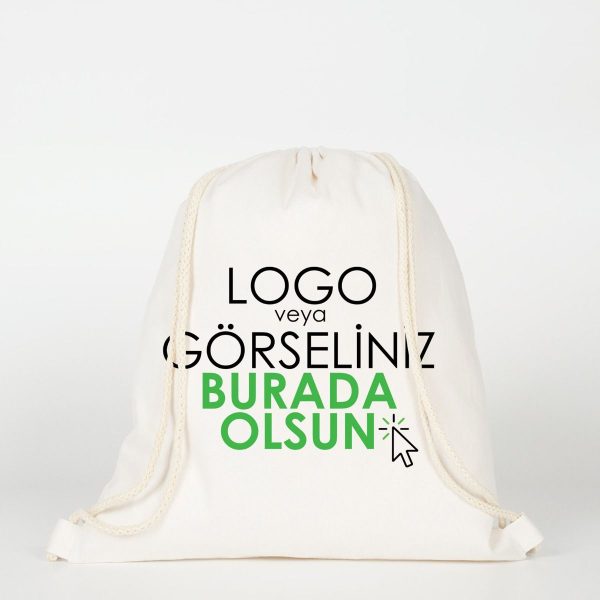 Süblimasyon Büzgülü Sırt Çanta - Lamineli 35x40 cm (Özelleştirilebilir)