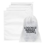 Ultrasonik Tela Kese - Beyaz - 42x32 cm - Ayakkabı Ve Çamaşır Torbası - 500 Adet, Tek Renk Logo Baskılı - Görsel 12