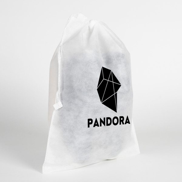 Ultrasonik Tela Kese - Beyaz - 42x32 cm - Ayakkabı Ve Çamaşır Torbası - 500 Adet, Tek Renk Logo Baskılı