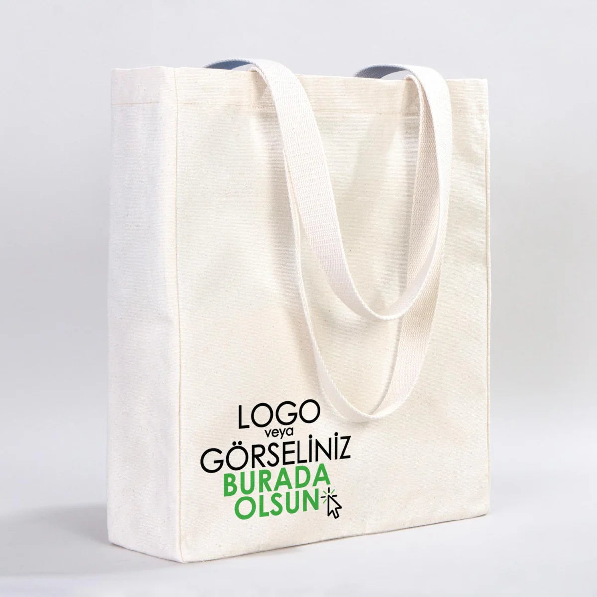 baskilikanvascanta-1 Tam Körüklü Kanvas Çanta - 35x40x10 cm - Örgü Kulp (Özelleştirilebilir) - Görsel 1