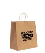 Kraft Kağıt Çanta İçten Burgu Saplı - 27x15x30 cm -Tek Renk Baskılı (Özelleştirilebilir)