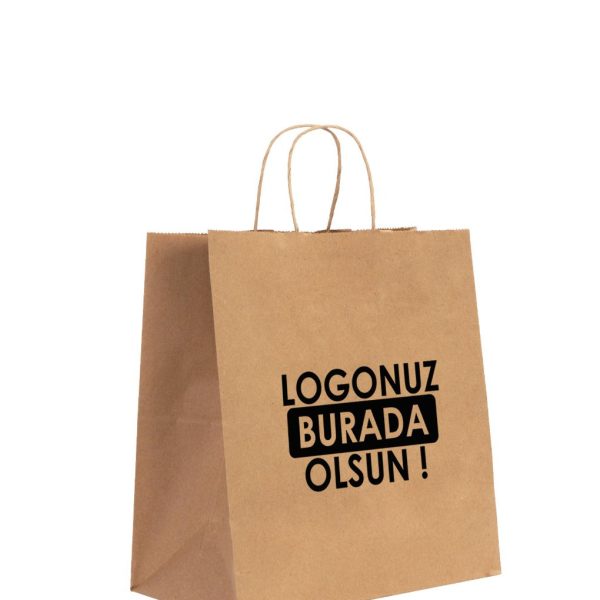 Kraft Kağıt Çanta İçten Burgu Saplı - 27x15x30 cm -Tek Renk Baskılı (Özelleştirilebilir)