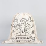 Boyanabilir Canım Annem İp Büzgülü Sırt Bez Çanta - 35x40cm - Uğurböceği Desenli - Görsel 5