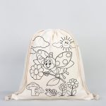 Boyanabilir Canım Annem İp Büzgülü Sırt Bez Çanta - 35x40cm - Uğurböceği Desenli - Görsel 6