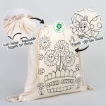 Boyanabilir Canım Annem İp Büzgülü Sırt Bez Çanta - 35x40cm - Uğurböceği Desenli - Görsel 2